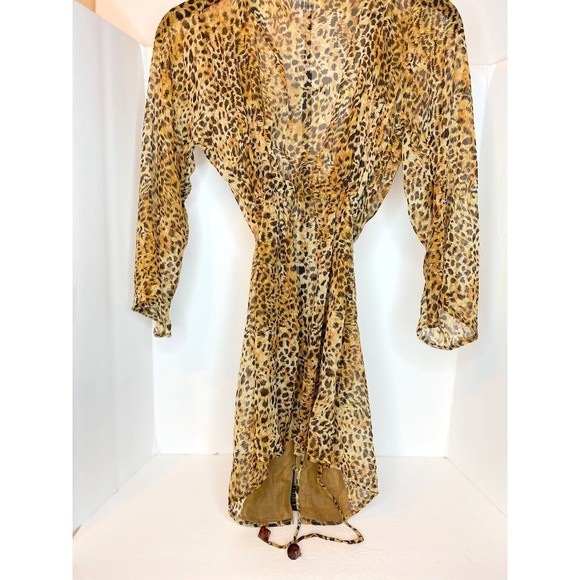 Have Faith Swimwear Leopard Print Coverup, Beaded Rhinestones Details Small - Picture 8 of 14